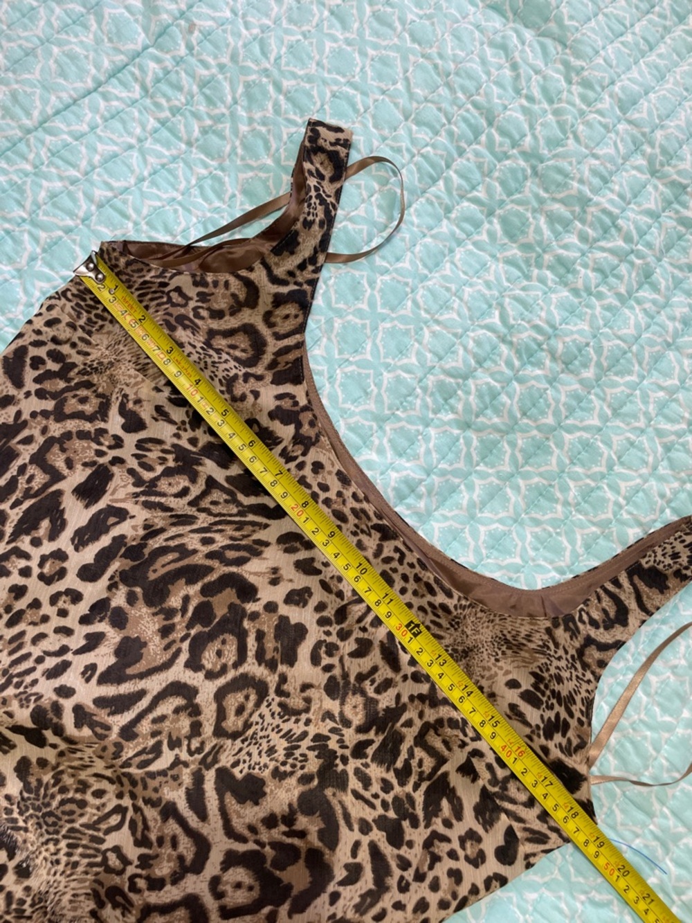 bias, cut, leopard print drop waste dress with raw edge fringe - Picture 8 of 10